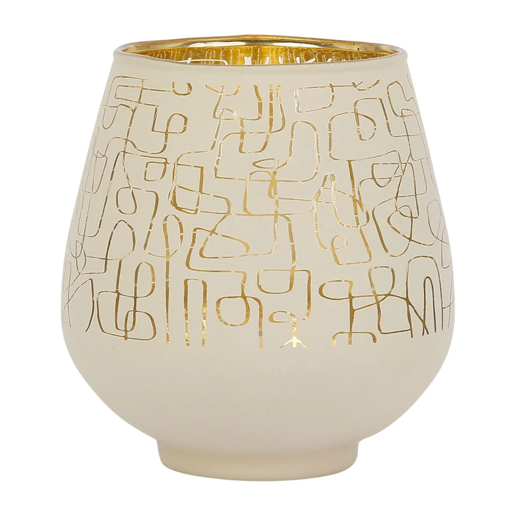 SEMA DESIGN Photophore Ligne Creme+dore D12xh12cm Verre 1 SEMA DESIGN Photophore Ligne Creme+dore D12xh12cm Verre