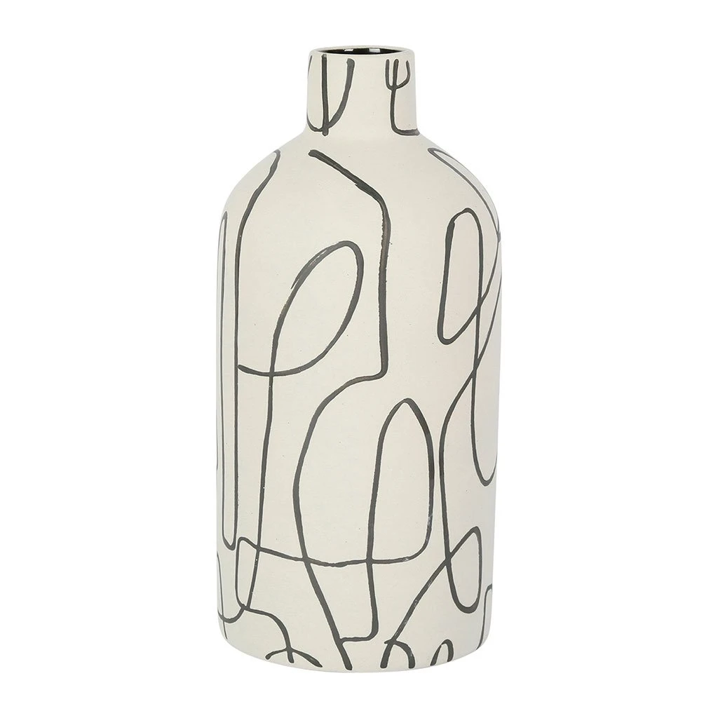SEMA DESIGN Vase Ligne Blanc Casse D12xh25cm Gres 1 SEMA DESIGN Vase Ligne Blanc Casse D12xh25cm Gres