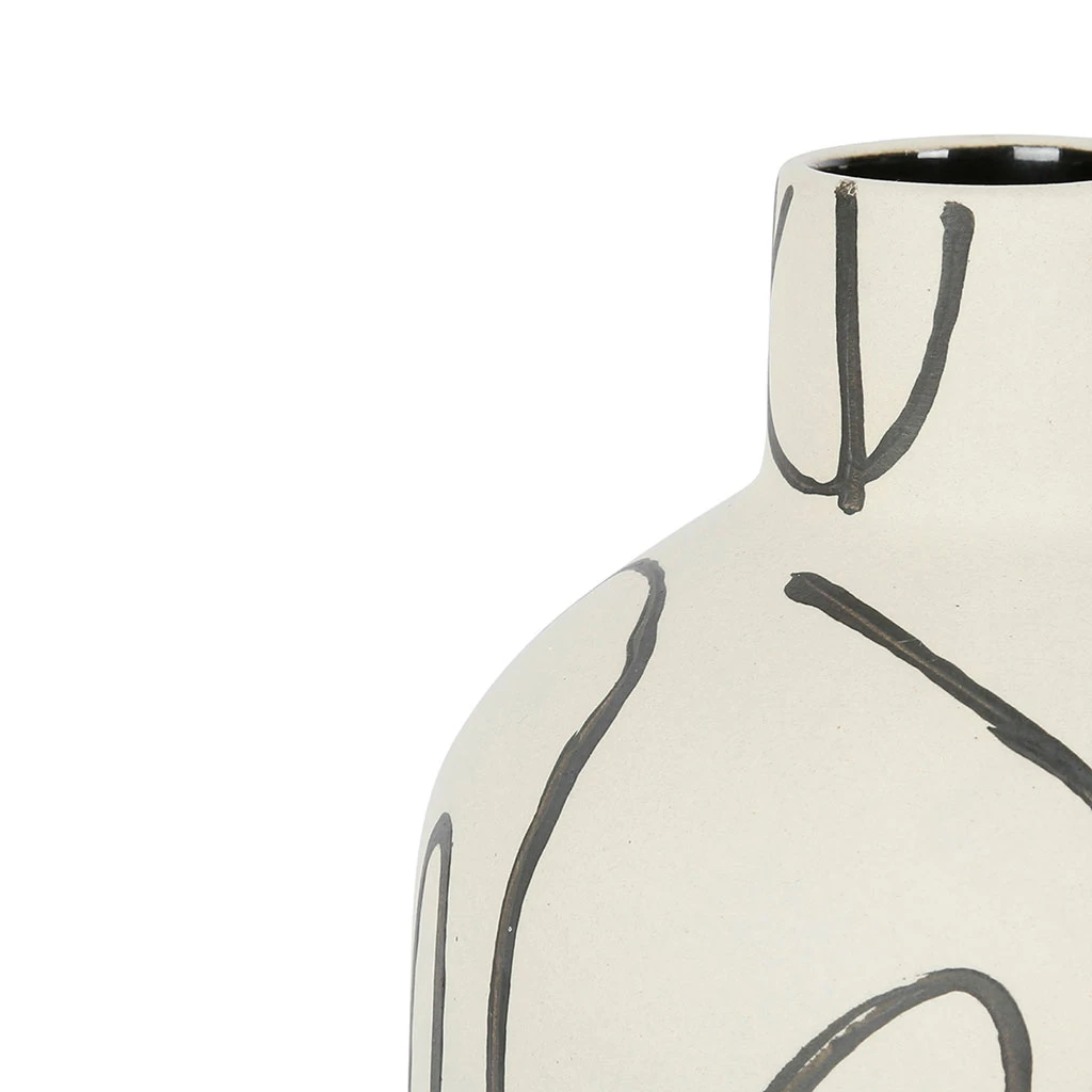SEMA DESIGN Vase Ligne Blanc Casse D12xh25cm Gres 2 SEMA DESIGN Vase Ligne Blanc Casse D12xh25cm Gres – Image 2