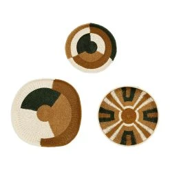 SEMA DESIGN Deco Murale Ronde Panier X3 Brun, écru Et Vert En Corde - Terre Brulee