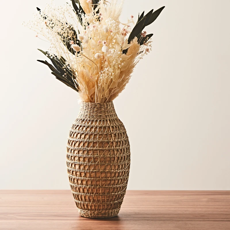 Opjet Vase Hugo En Bambou Et Paille - H34cm 2 Opjet Vase Hugo En Bambou Et Paille - H34cm – Image 2